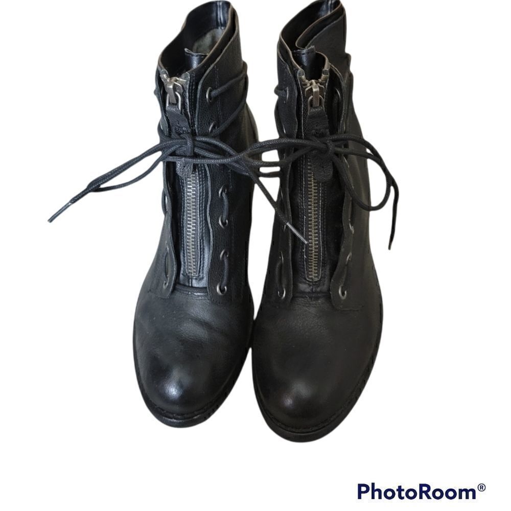 Luxury Rebel Black Leather Booties. Size 38.5